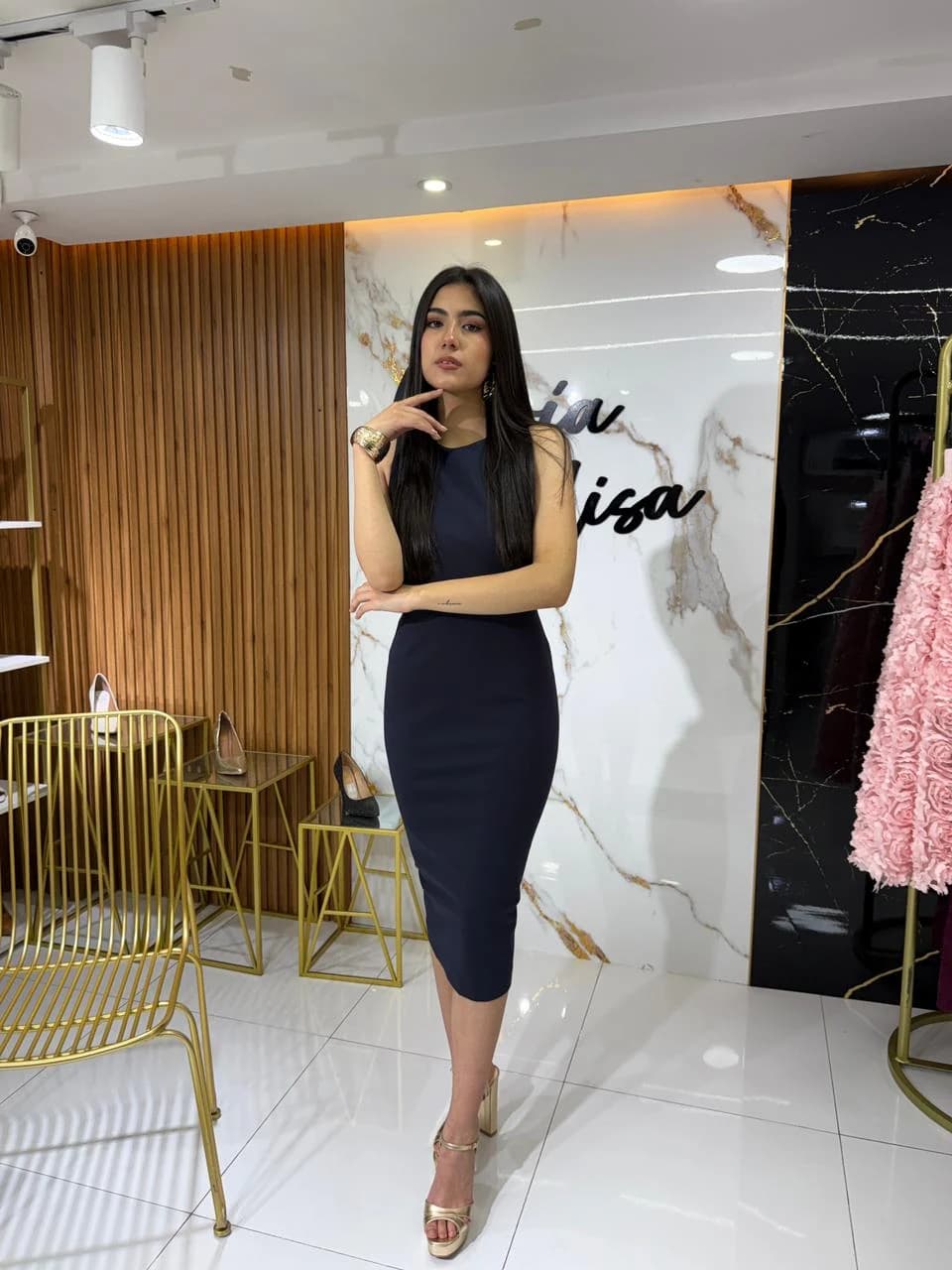Vestido Azul Marino Midi